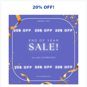 20% OFF now online!🎉