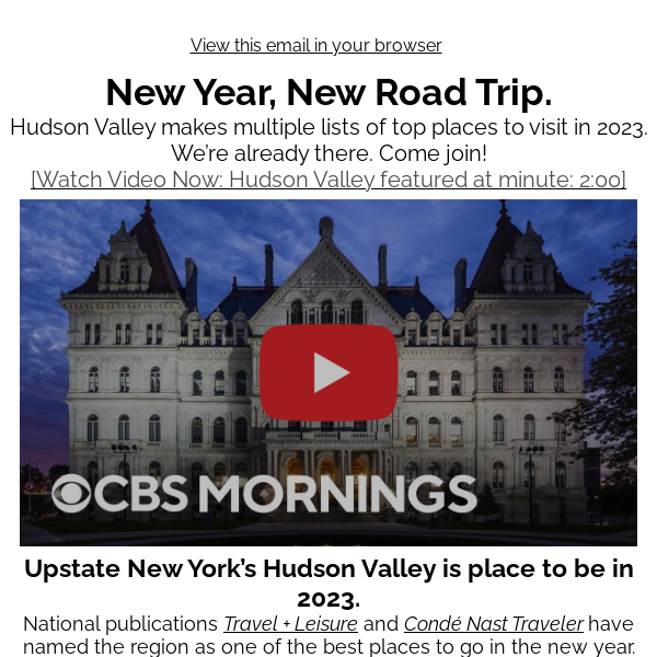 Hudson Valley makes list. Top place to visit [watch now]