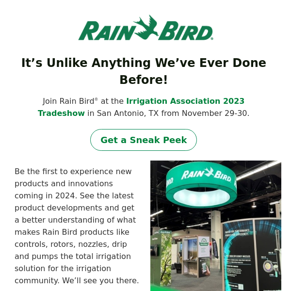 Something New is Happening with Rain Bird at the IA Tradeshow