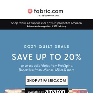 🛑 Save up to 20% on your next Quilt Fabric 🛑