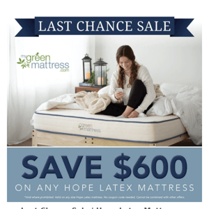 Last Chance Hope Latex Mattress Sale!