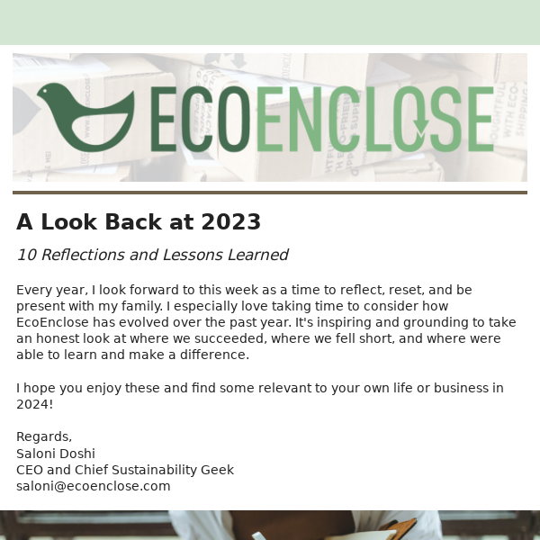 2023 Reflections and Lessons Learned