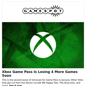 Xbox Game Pass Is Losing 4 More Games