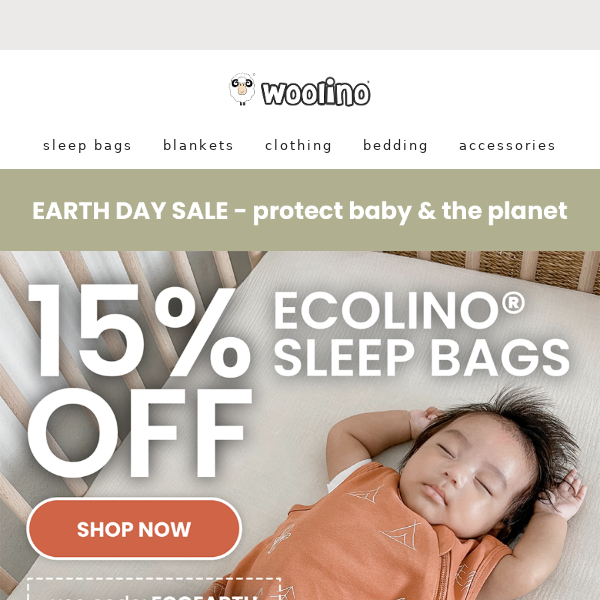 🌎 Earth Day 15% OFF Ecolino® Sleep Bags!