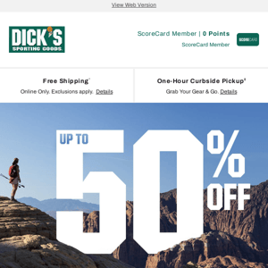 💸 DICK'S Sporting Goods gets you geared up for any type of exercise - today's the time to score up to 50% off DEALS