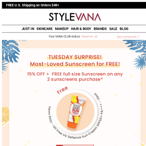 Your Offer has been UPGRADED! 15% OFF Sitewide + FREE Full Size Sunscreen – Shine on you!