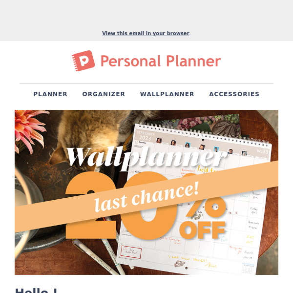 Last chance: 20% off wall planners! ⏰