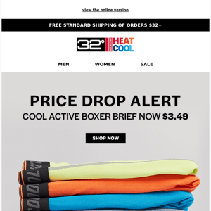 Your new favorite boxers - for less than a cup of coffee? Only at 32 Degrees.
