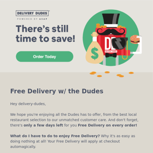 Last chance for Free Delivery!