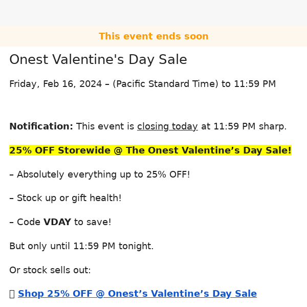 Event Closing: Onest's 2024 V-Day Sale