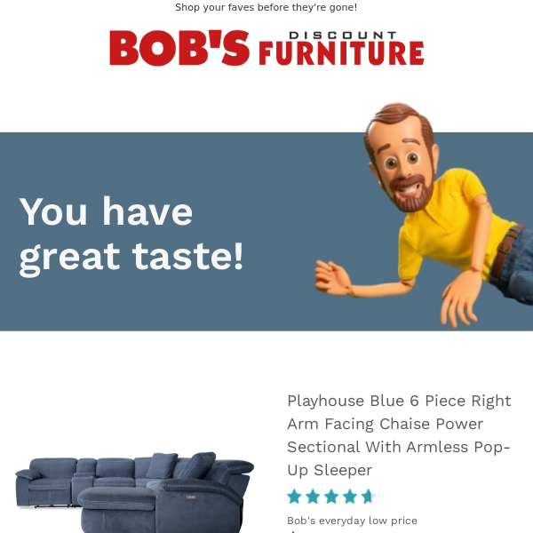 Bob's Discount Furniture Melanie Blue Nailhead Sofa and Ottoman