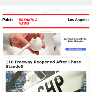 110 Freeway Reopened After Chase Standoff – Mon 12:31:00PM