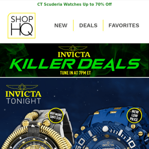 LOW PRICES! Invicta Killer Deals at 7pm ET