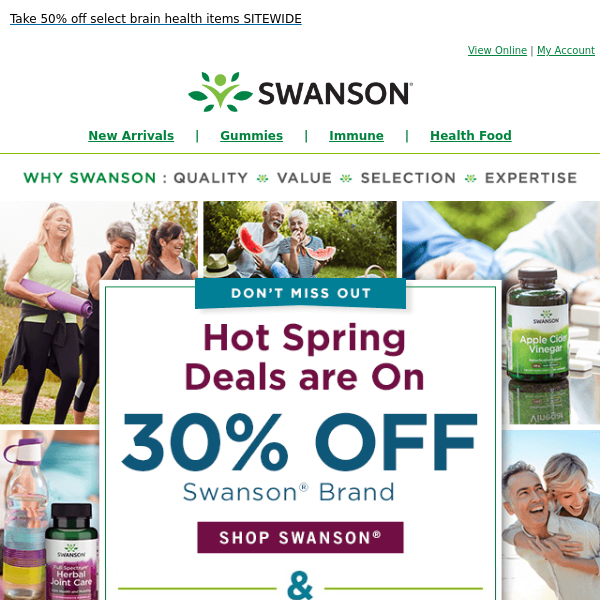 Save 30% on Swanson® and 15% on hundreds of other brands