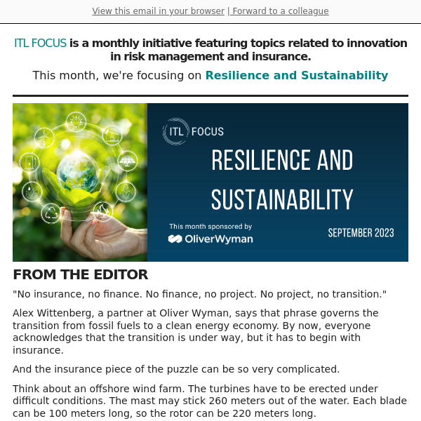 September FOCUS: Resilience and Sustainability