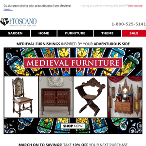 ⚔️ Joust do it! SHOP 10% off Medieval Furniture at Design Toscano* ⚔️