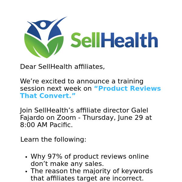 [SellHealth] Training: Product Reviews That Convert