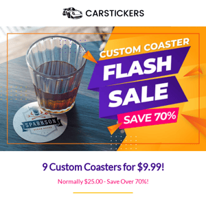 ⚡FLASH SALE⚡ Save 70% On Custom Coasters For 24 Hours!