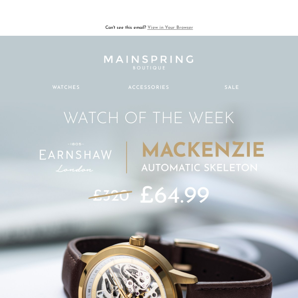 Watch Of The Week Is Back: Featuring This Earnshaw Skeleton Automatic For Only £64.99 💥