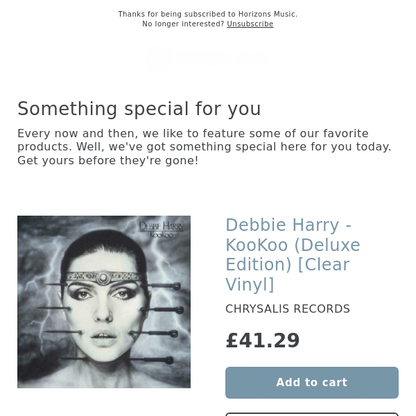 NUMBERED! Debbie Harry - KooKoo (Deluxe Edition) [Clear Vinyl]