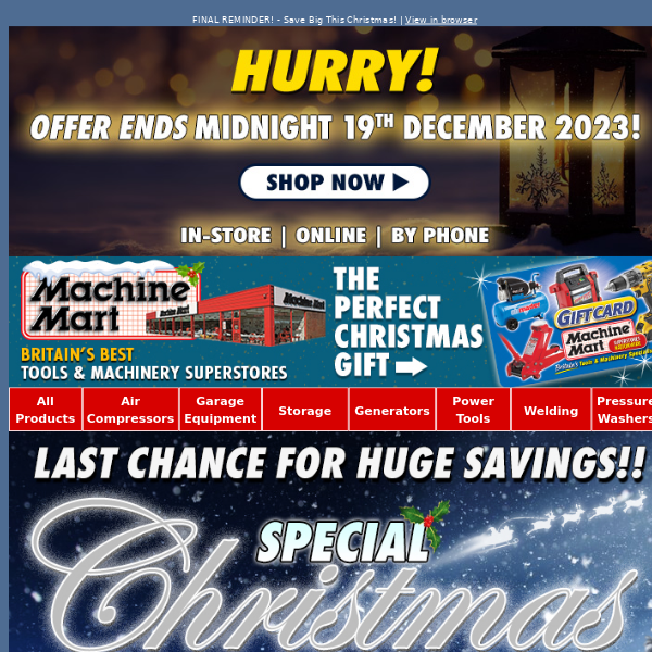 Final Reminder - Our Festive Christmas Price Crash Offer Ends Tomorrow