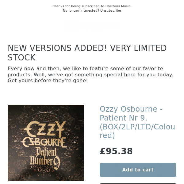 VERY LIMITED! Ozzy Osbourne - Patient Nr 9. [SPECIAL EDITIONS]