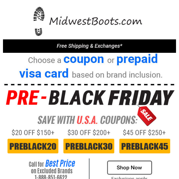 Shop EARLY for Pre-Black Friday U.S.A. Savings!