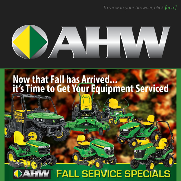 Fall 2023 Lawn & Turf Equipment Service Specials