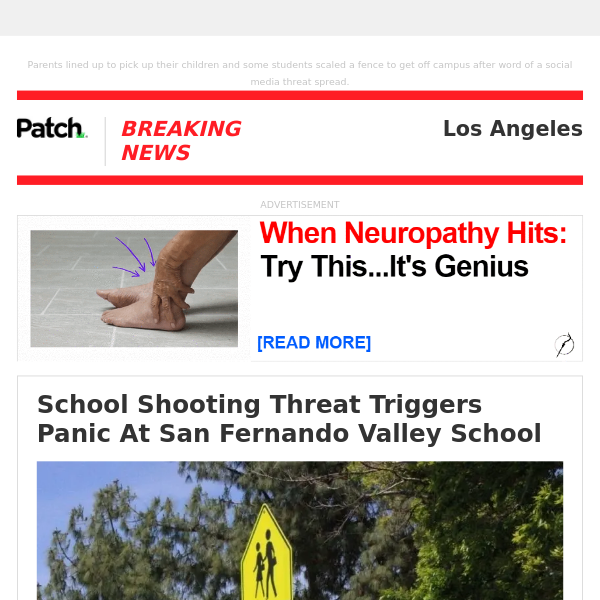 ALERT: School Shooting Threat Triggers Panic At San Fernando Valley School – Tue 12:35:58PM