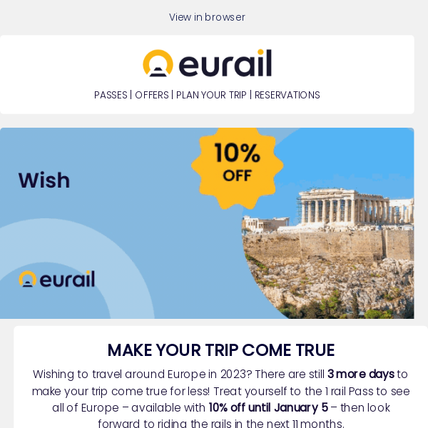 Don’t miss out! 10% off Eurail Passes 🚂