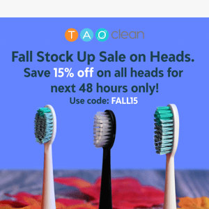 Huge Fall savings on replacement heads | Get 15% off for a limited time!