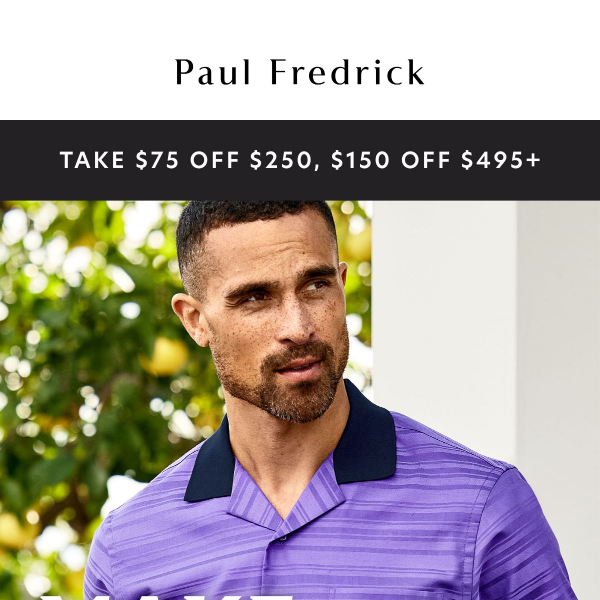 $75 off new camp collar shirts with orders of $250+