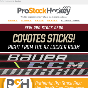 Shop Newest AZ Coyotes Pro Stock Sticks!