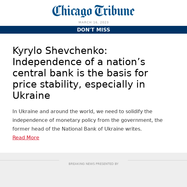 Independence of a nation’s central bank is the basis for price stability, especially in Ukraine