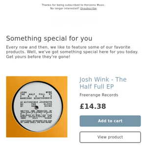 NEW! Josh Wink - The Half Full EP