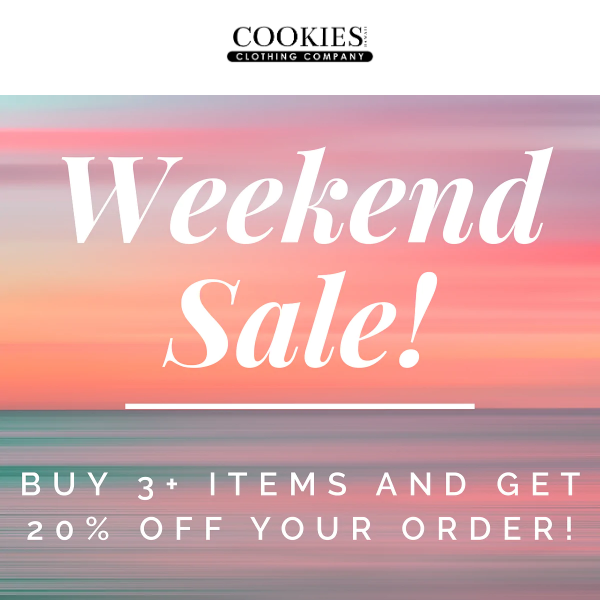 Get up to 20% off online this weekend! Plus new markdowns!