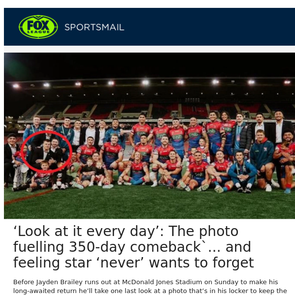 ‘Look at it every day’: The photo fuelling 350-day comeback`... and feeling star ‘never’ wants to forget