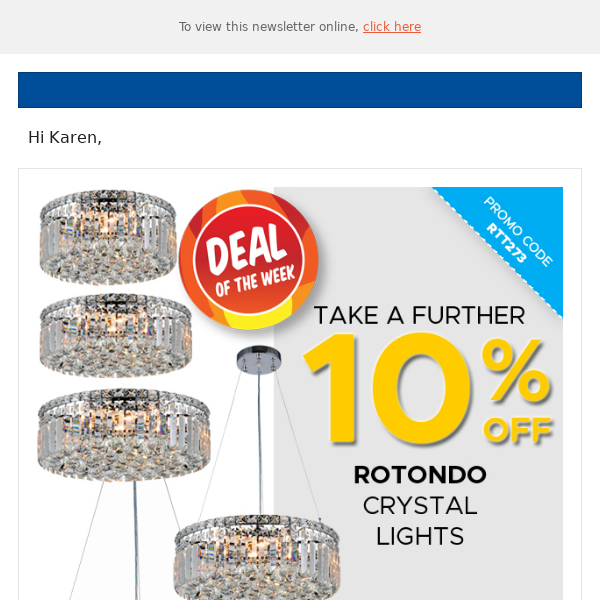 Crystal Ceiling Lights - Till Sunday Enjoy 10% OFF Rotondo Range