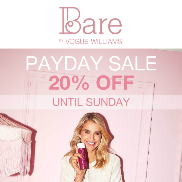 It's payday! Let's celebrate, 20% starts now ⏰