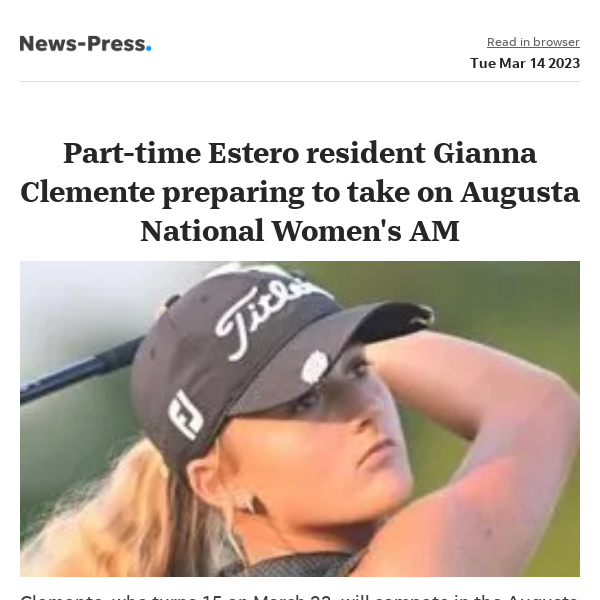 News alert: Part-time Estero resident Gianna Clemente preparing to take on Augusta National Women's AM