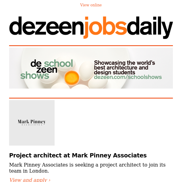 The latest opportunities from Dezeen Jobs