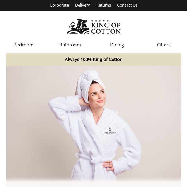 25% OFF our Signature Cotton Hotel Bathrobes!