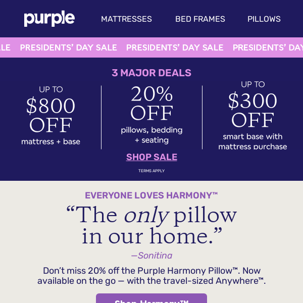 20% Off the Bestselling Harmony Pillow