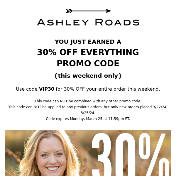 Your VIP 30% OFF EVERYTHING Promo Code ✨