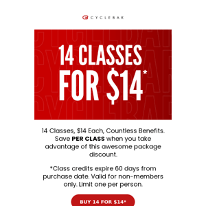 Reconnect with Us and Enjoy 14 Classes for Only $14 Each! Limited Time Offer!