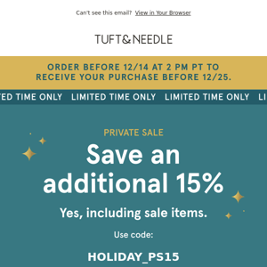 Private Sale: Save an additional 15%