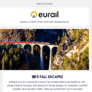 5 cool fall getaways in Europe by train 🍂 🌍