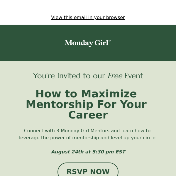 RSVP: Free Mentorship Panel on Aug 24