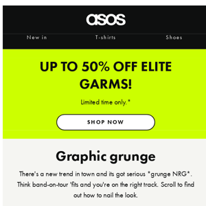 Up to 50% off elite garms!