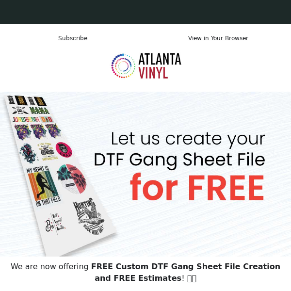🎨 Custom DTF Gang Sheet File Creation & Estimates Now FREE! 🎨